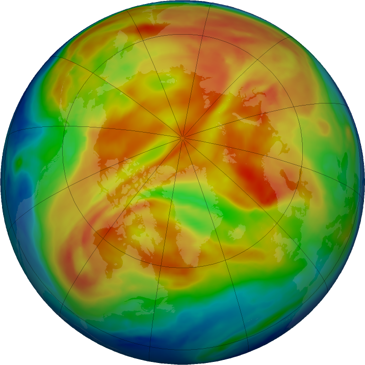 Arctic ozone map for 29 January 2019